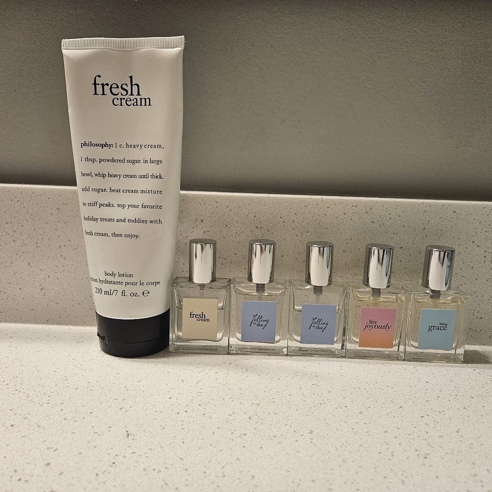 Set of 6- 5 Philosophy perfumes and 1 body cream